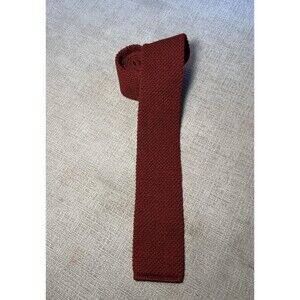 Vintage Knit Tie Mens Wool Brown Square End 100% Virgin Wool Made in USA 70s 80s